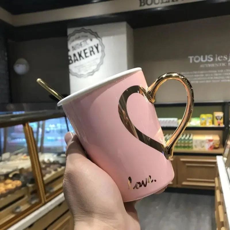 Heart Pattern Ceramic Mug Set, Love Sign Ceramic Couple Mug Set, Love Heart Mug, Couple Cup Ceramic Mugs, Creative Mug With Lid And Spoon, Luxury Marble Ceramic Coffee Cups Heart Pattern Ceramic Mug Set, Love Sign Ceramic Couple Mug Set, Love Heart Mug, Couple Cup Ceramic Mugs, Creative Mug With Lid And Spoon, Luxury Marble Ceramic Coffee Cups